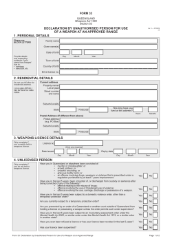 Form 33 declaration by unauthorised Person for use of a Weapon at