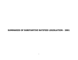 summaries of substantive ratified legislation - 2001