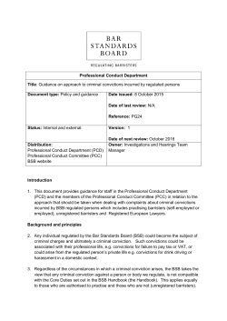 Guidance on approach to criminal convictions incurred by regulated