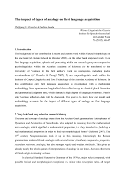 The impact of types of analogy on first language acquisition