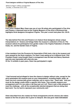 Floral designer exhibits at Virginia Museum of