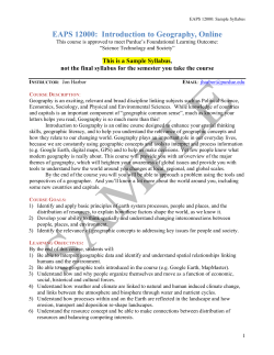 EAPS 12000: Introduction to Geography, Online