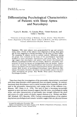 Differentiating Psychological Characteristics of Patients with Sleep