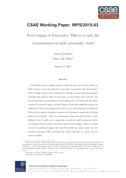 Fetal Origins of Personality: Effects of early life circumstances on