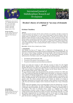 Dryden`s theory of criticism in