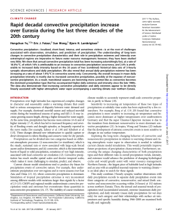 Rapid decadal convective precipitation increase over Eurasia during