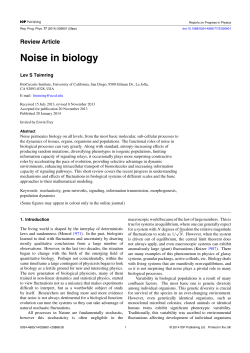 Noise in Biology - The BioCircuits Institute