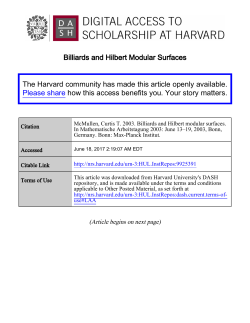 Billiards and Hilbert Modular Surfaces The Harvard