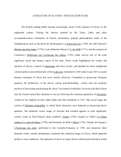 Literature of Slavery: French Literature