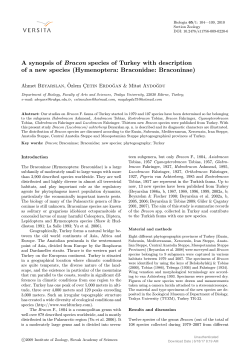 A synopsis of Bracon species of Turkey with description