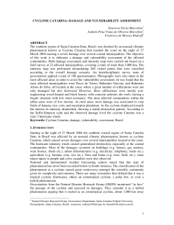 Cyclone Catarina: Damage and Vulnerability - DSR