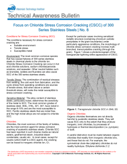 Focus on Chloride Stress Corrosion Cracking