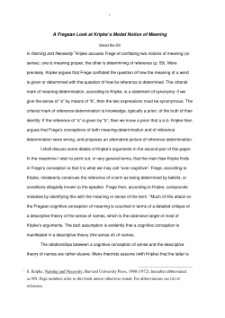 A Fregean Look at Kripke`s Modal Notion of Meaning
