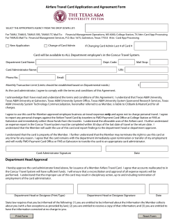 Airfare Travel Card Application and Agreement Form Department