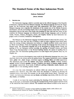 The Standard Forms of the Base Indonesian Words