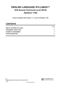 GCE N(T) Level Syllabus 1195 - Geylang Methodist School