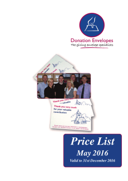 Price List - Donation Envelopes