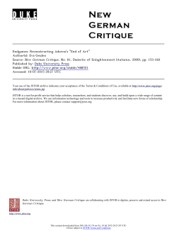 Endgames: Reconstructing Adorno`s "End of Art"