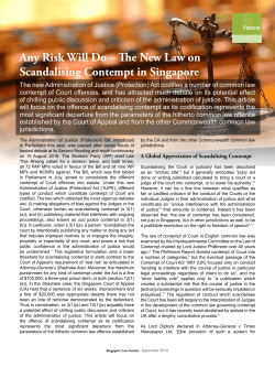 Any Risk Will Do &ndash; The New Law on Scandalising Contempt in