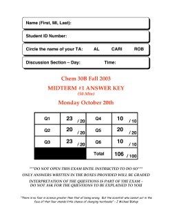 Chem 30B Fall 2003 MIDTERM #1 ANSWER KEY Monday October