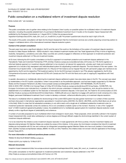 Public consultation on a multilateral reform of investment dispute