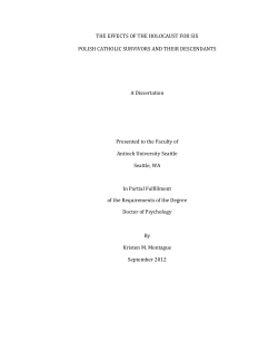 AN EXPLORATION OF THE EFFECTS OF THE HOLOCAUST FOR