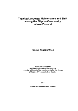 Tagalog Language Maintenance and Shift among the Filipino