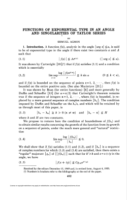 functions of exponential type in an angle and singularities of taylor
