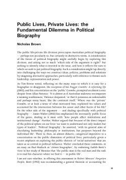 the Fundamental Dilemma in Political Biography - ANU Press
