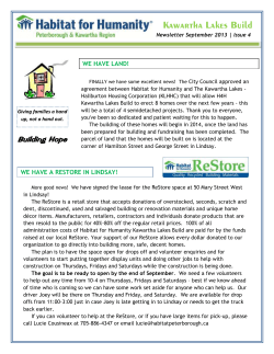 Newsletter Issue #4 - Habitat for Humanity Peterborough