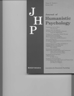 Journal of Humanistic Psychology - Alaska Mental Health Consumer