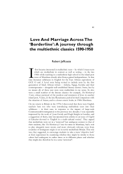 Borderline‟: A journey through the multiethnic classics 1590-1950