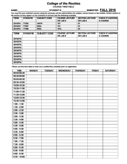 Fall Blank Timetable - College of the Rockies