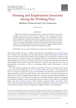 Housing and Employment Insecurity among the Working Poor