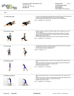 1. Stretching Quad 2. Runner`s Lunge 3. Free squat 4. Stretching