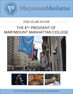 THE 8TH PRESIDENT OF MARYMOUNT MANHATTAN COLLEGE