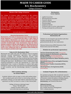 MAJOR TO CAREER GUIDE B.S. Biochemistry