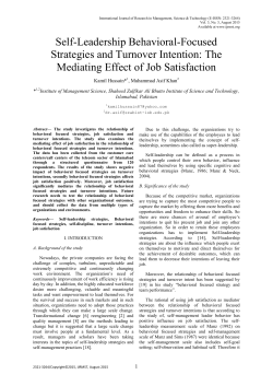 Self-Leadership Behavioral-Focused Strategies and Turnover