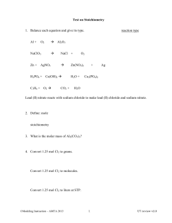 Test on Stoichiometry 1. Balance each equation and give its type