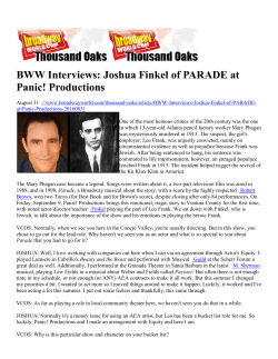 BWW Interviews with Joshua Finkel on Parade