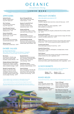 specialty entr&eacute;es lunch baskets hand helds appetizers entr&eacute;e salads