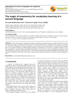 The magic of mnemonics for vocabulary learning of a second
