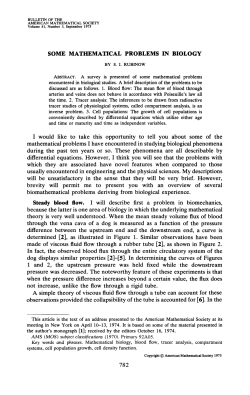SOME MATHEMATICAL PROBLEMS IN BIOLOGY I would like to