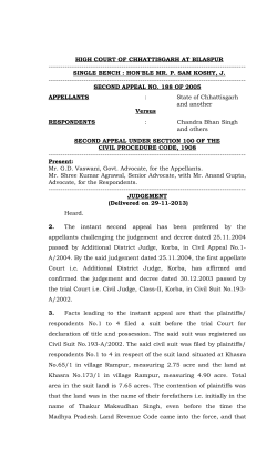HIGH COURT OF CHHATTISGARH AT BILASPUR