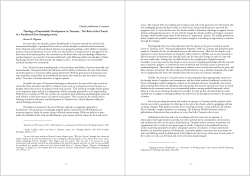 Theology of Sustainable Development in Tanzania