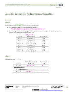 Lesson 11: Solution Sets For Equations and Inequalities