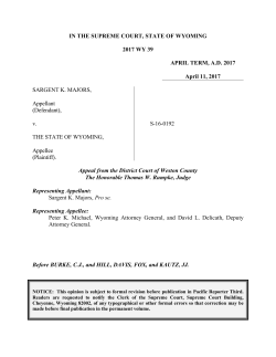 IN THE SUPREME COURT, STATE OF WYOMING