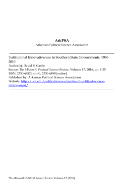 Institutional Innovativeness in Southern State Governments, 1960
