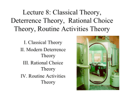 Lecture 8: Classical Theory, Deterrence Theory