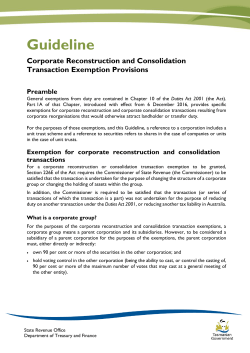 Corporate Reconstruction and Consolidation Exemption Provisions